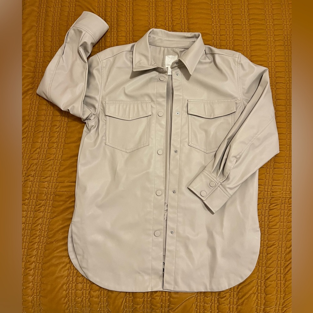 H&M Faux Leather Tan Over Coat W’s S